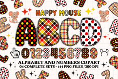 Happy Mouse Alphabet Clipart, happy mouse letters doodle Product Image 1