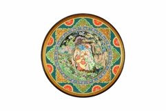 Oriental plate with a painting of a couple on a white Product Image 1