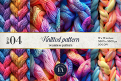 Rainbow Knitting Digital Paper, Knitted Wool Pattern Product Image 1