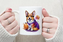 Watercolor corgi dog halloween sublimation PNG Product Image 4