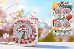 Fun 15oz Mug Wrap Png Template , Cute Dino Product Image 1