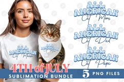 American Cat Mama Papa 4th of July USA Paw DTF PNG Bundle Product Image 2