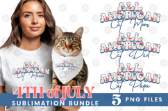American Cat Mama Papa 4th of July USA Paw DTF PNG Bundle Product Image 1