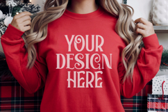Christmas Gildan 18000 Red Crewneck Sweatshirt Mockup Product Image 1