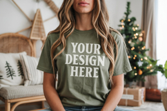 Bella Canvas 3001 Leaf Christmas Shirt Mockup, Trandy Product Image 1