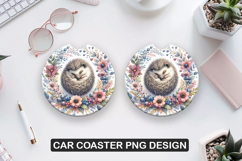Hedgehog Car Coaster Sublimation| Animal Coaster PNG Product Image 1