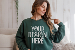 Forest Green Gildan 18000 Sweatshirt Mockup,G18000 Crewneck Product Image 1