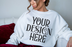 White Gildan 18000 Crewneck Sweatshirt Mockups,G18000 Product Image 1