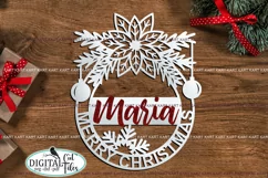 Name Christmas ornament svg Poinsettia Laser cut Cricut Product Image 3