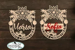 Name Christmas ornament svg Poinsettia Laser cut Cricut Product Image 1