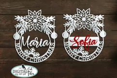 Name Christmas ornament svg Poinsettia Laser cut Cricut Product Image 4