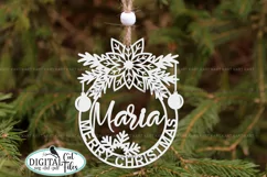 Name Christmas ornament svg Poinsettia Laser cut Cricut Product Image 2