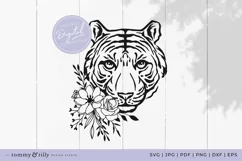 Flower Tiger SVG Cut File for Cricut and Silhouette Product Image 1