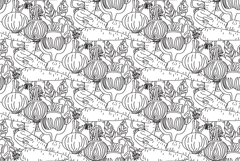 Line art seamless pattern with carrots, onions, beets vector Product Image 1