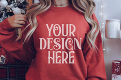 Christmas Gildan 18000 Red Crewneck Sweatshirt Mockup Product Image 1