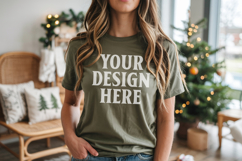 Bella Canvas 3001 Leaf Christmas Shirt Mockup, Trandy Product Image 1
