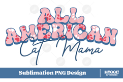 American Cat Mama Papa 4th of July USA Paw DTF PNG Bundle Product Image 2