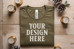 Christmas Bella Canvas 3001 Heather Olive Folded Tshirt Moc Product Image 1