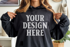 Navy Gildan 18500 Hoodie Sweatshirt Mockup, 185 mock-up Product Image 1