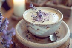 Lavender infused panna cotta in rustic setting Product Image 1