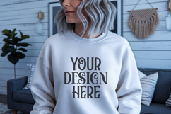 White Gildan 18000 Crewneck Sweatshirt Mockups,G18000 Product Image 1