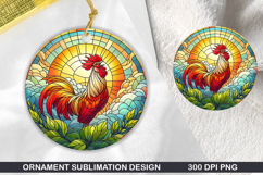 Chicken Stained Glass Ornament PNG, Digital Download File Product Image 1