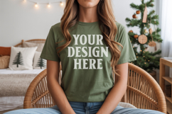 Bella Canvas 3001 Leaf Christmas Shirt Mockup, Trandy Product Image 1