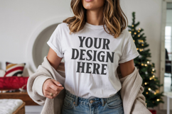 Christmas Bella Canvas 3001 White Shirt Mockup ,Trandy mock Product Image 1