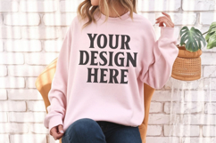 Gildan 18000 Light Pink Mockup , Crewneck Sweatshirt Boho Product Image 1