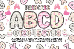 Princess Alphabet png clipart, princess letters doodle Product Image 1