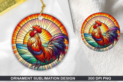 Chicken Stained Glass Ornament PNG, Digital Download File Product Image 1