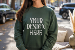 Forest Green Gildan 18000 Sweatshirt Mockup,G18000 Crewneck Product Image 1
