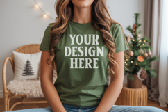 Bella Canvas 3001 Leaf Christmas Shirt Mockup, Trandy Product Image 1