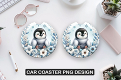 Pikkewyn Car Coaster Sublimation| Animal Coaster PNG Product Image 1