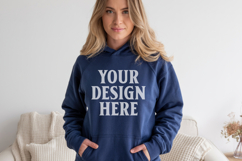 Navy Gildan 18500 Hoodie Sweatshirt Mockup, 185 mock-up Product Image 1