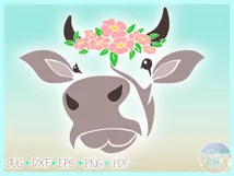 Cow Face With Flowers Svg Dxf Eps Png Pdf Files For Cricut Product Image 3