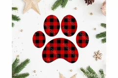 Buffalo Plaid Dog Paw svg Christmas design for dog lovers Product Image 1