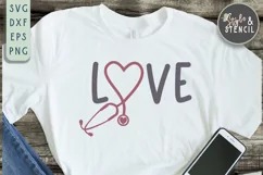 Stethoscope Heart Love SVG - PNG, DXF, SVG, EPS, Cut File Product Image 1