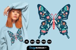 Scandinavian Floral Butterfly SVG Product Image 1