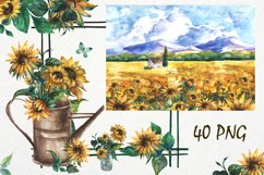 Watercolor set. Summer landscape. Sunflower. Product Image 1