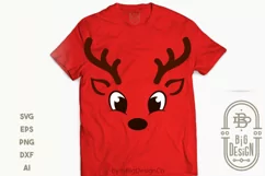 Christmas SVG - Cute Reindeer SVG , Boy Reindeer face SVG Product Image 3