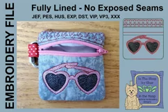 Heart Sunglasses Mini Zipper Bag / Fully Lined, 4X4 HOOP Product Image 2