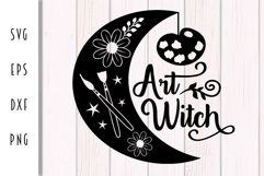 Art Witch with Crescent Moon Cut File Product Image 2