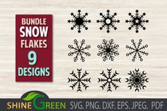 Snowflake SVG Bundle - Winter, Christmas Clipart - 9 Designs Product Image 2