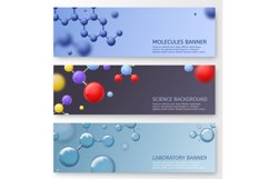 Molecules banners. Molecular structure with shining spherica Product Image 1