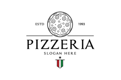 pizzeria logo with pizza icon vector design concept vintage Product Image 1