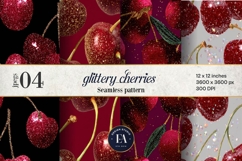 Glitter Coquette Cherry Pattern | Sparkly Glam Texture Paper Product Image 1