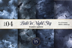 Bats Night Sky Pattern, Dark Gothic Bat Seamless Paper Product Image 1