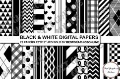 22 Black and White Digital Background Papers, Polka dots Product Image 1