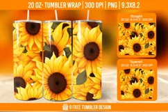 Sunflower Tumbler Wrap Designs, Sublimation Wrap Product Image 1